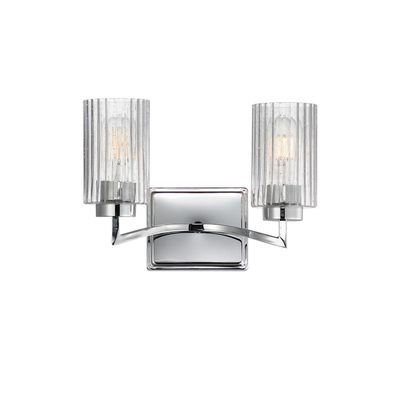 Maxim Lighting Rigata 2 Light Wall Sconce, Nickel/Clear Ribbed