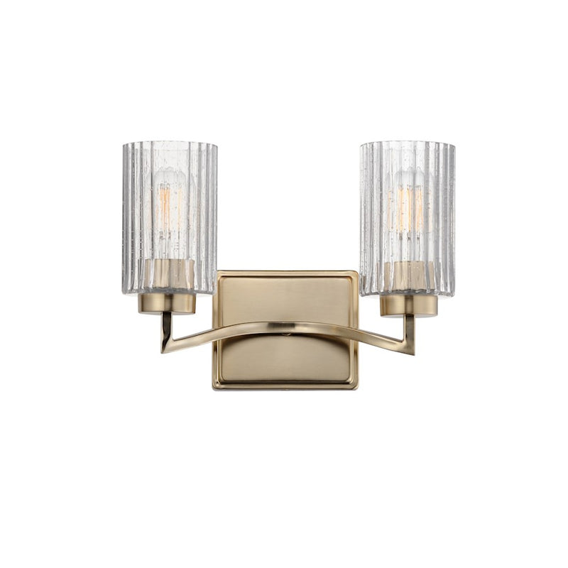 Maxim Lighting Rigata 2 Light Wall Sconce, Champagne/Clear Ribbed