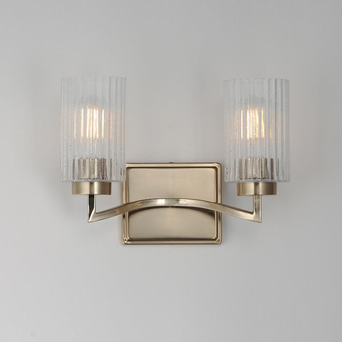 Maxim Lighting Rigata 2 Light Wall Sconce, Champagne/Clear Ribbed