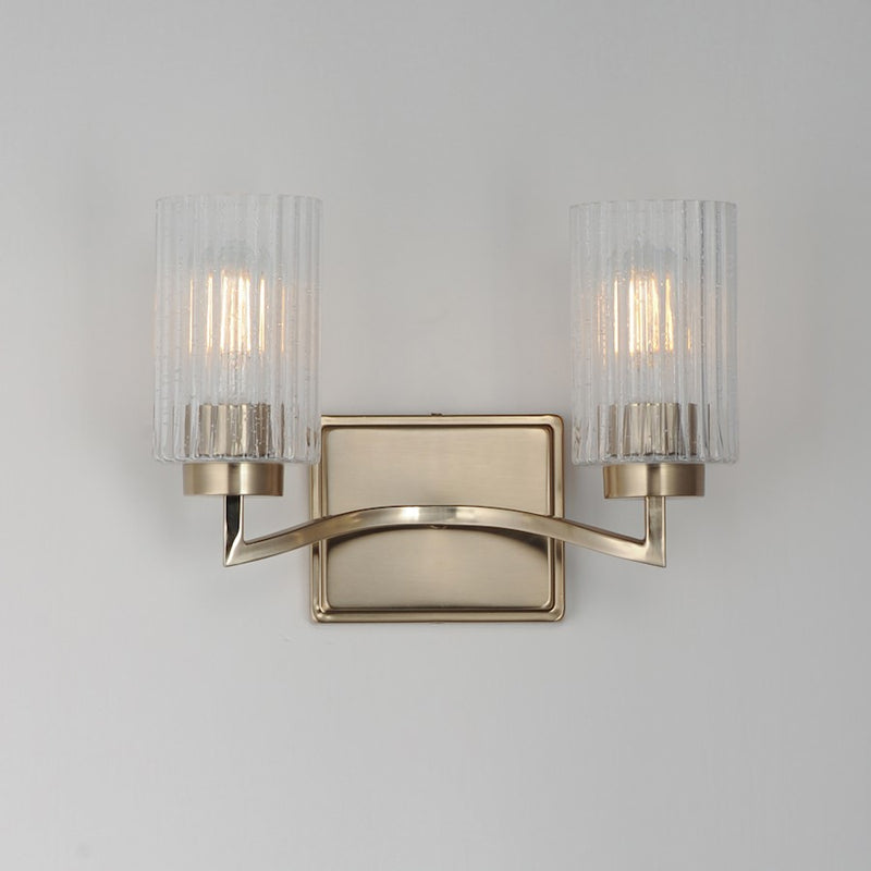 Maxim Lighting Rigata 2 Light Wall Sconce, Champagne/Clear Ribbed