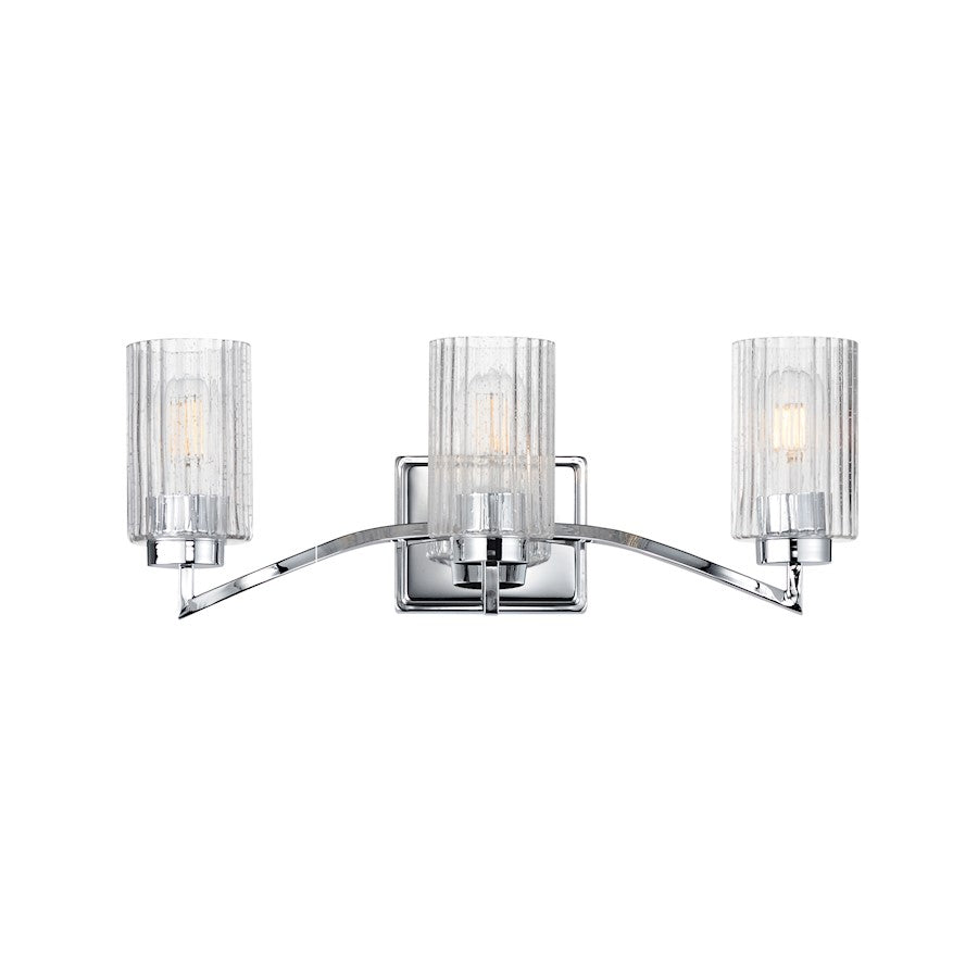 Maxim Lighting Rigata 3 Light Bath Vanity, Nickel/Clear Ribbed - 21373CRPN