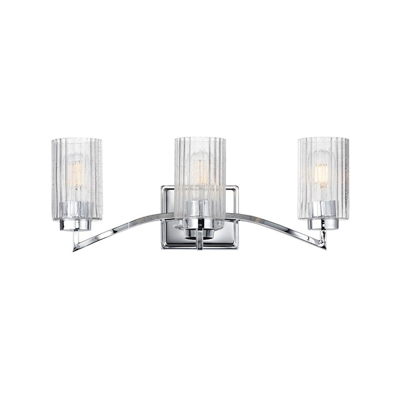 Maxim Lighting Rigata 3 Light Bath Vanity, Nickel/Clear Ribbed