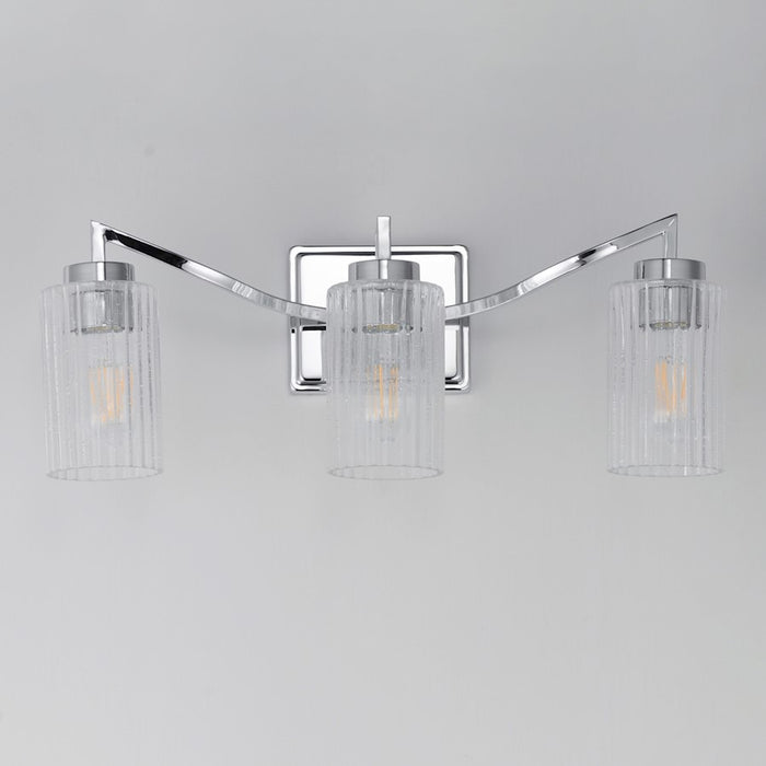 Maxim Lighting Rigata 3 Light Bath Vanity, Nickel/Clear Ribbed