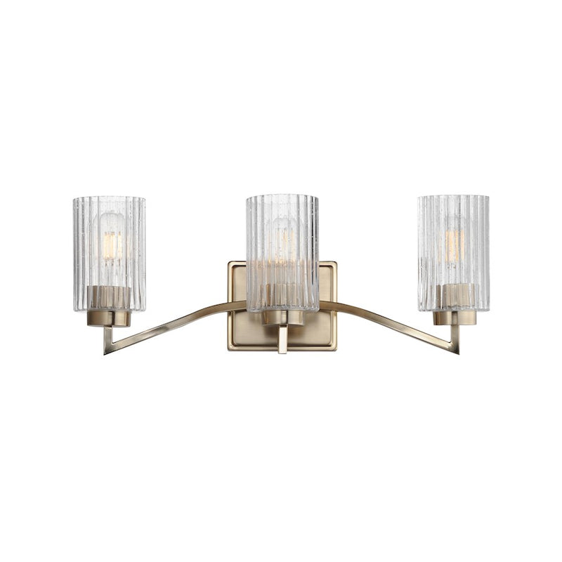 Maxim Lighting Rigata 3 Light Bath Vanity, Champagne/Clear Ribbed
