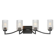 Maxim Lighting Rigata 4 Light Bath Vanity, Black/Clear Ribbed - 21374CRBK