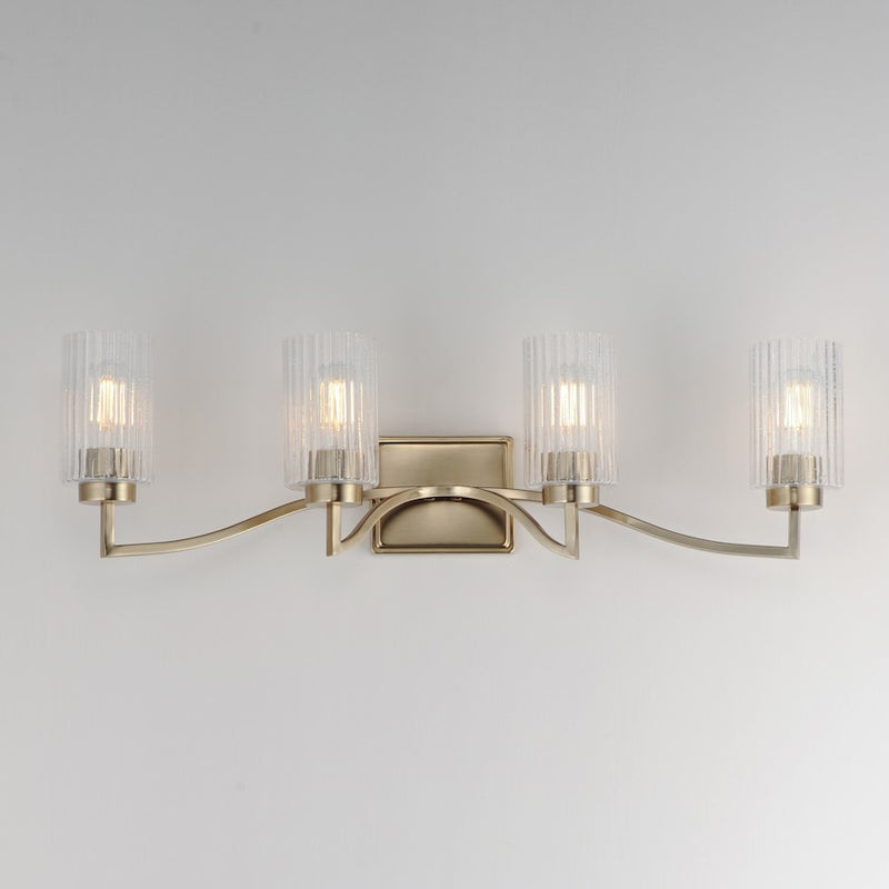 Maxim Lighting Rigata 4 Light Bath Vanity, Champagne/Clear Ribbed