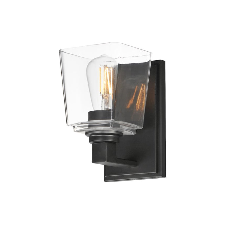 Maxim Lighting Cubos 1 Light Wall Sconce, Black/Clear