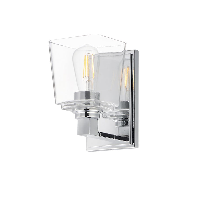 Maxim Lighting Cubos 1 Light Wall Sconce, Polished Chrome/Clear