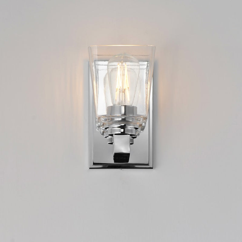 Maxim Lighting Cubos 1 Light Wall Sconce, Polished Chrome/Clear