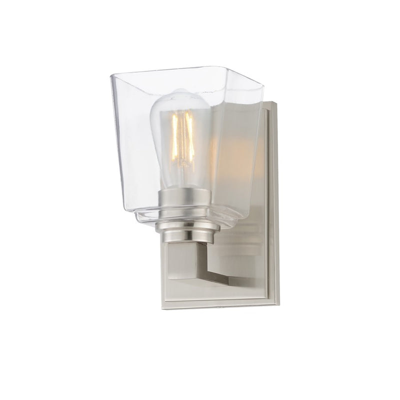 Maxim Lighting Cubos 1 Light Wall Sconce, Satin Nickel/Clear