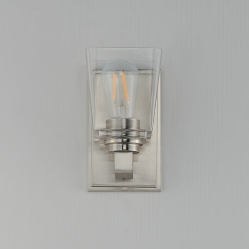 Maxim Lighting Cubos 1 Light Wall Sconce, Satin Nickel/Clear