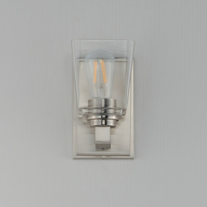 Maxim Lighting Cubos 1 Light Wall Sconce, Satin Nickel/Clear