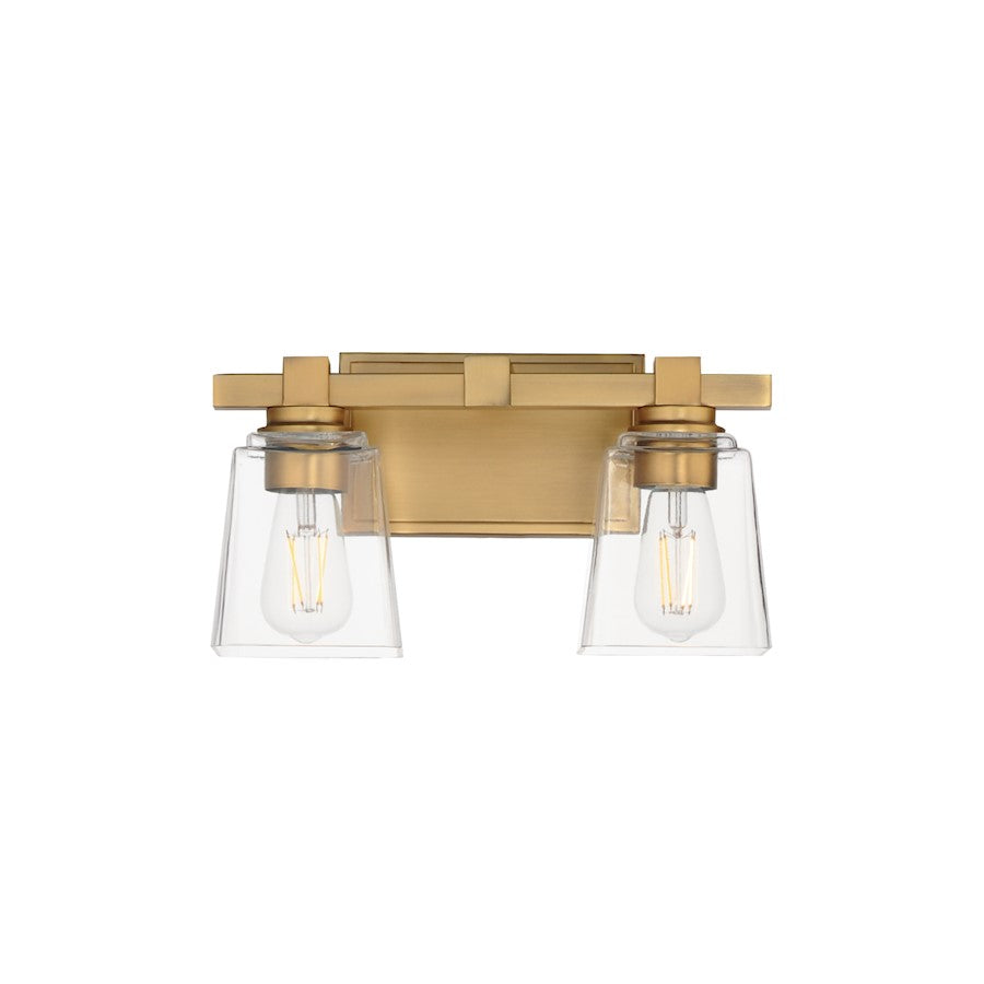 Maxim Lighting Cubos 2 Light Wall Sconce, Natural Aged Brass/Clear - 21382CLNAB