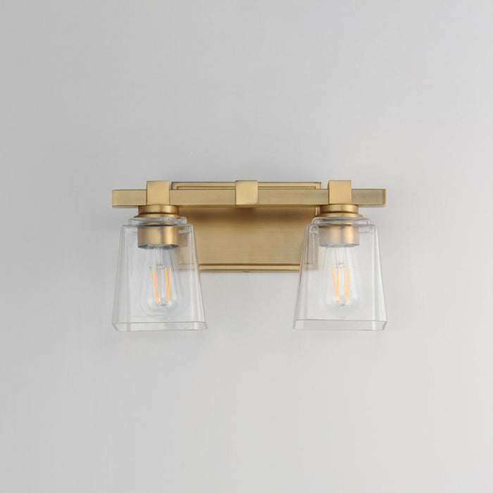 Maxim Lighting Cubos 2 Light Wall Sconce, Natural Aged Brass/Clear