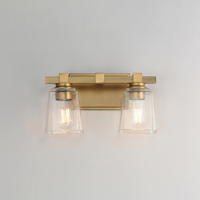 Maxim Lighting Cubos 2 Light Wall Sconce, Natural Aged Brass/Clear