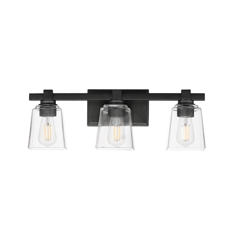 Maxim Lighting Cubos 3 Light Bath Vanity, Black/Clear