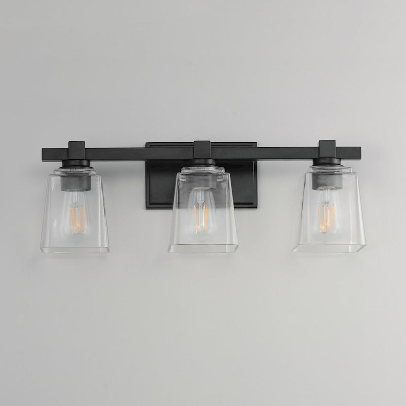 Maxim Lighting Cubos 3 Light Bath Vanity, Black/Clear