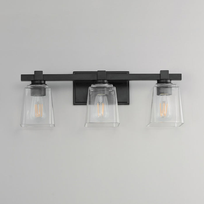 Maxim Lighting Cubos 3 Light Bath Vanity, Black/Clear