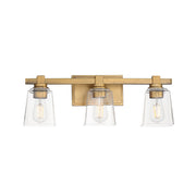 Maxim Lighting Cubos 3 Light Bath Vanity, Natural Aged Brass/Clear - 21383CLNAB