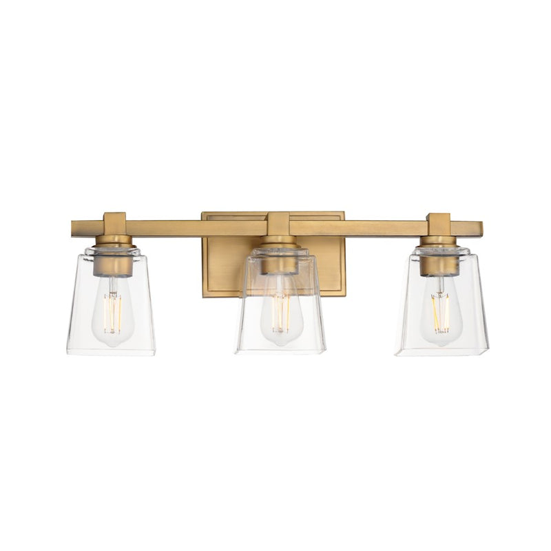 Maxim Lighting Cubos 3 Light Bath Vanity, Natural Aged Brass/Clear