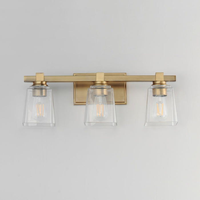 Maxim Lighting Cubos 3 Light Bath Vanity, Natural Aged Brass/Clear