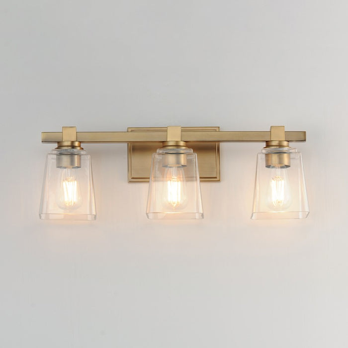 Maxim Lighting Cubos 3 Light Bath Vanity, Natural Aged Brass/Clear