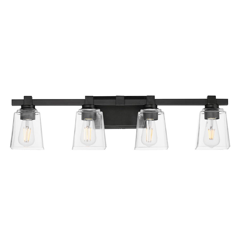Maxim Lighting Cubos 4 Light Bath Vanity, Black/Clear