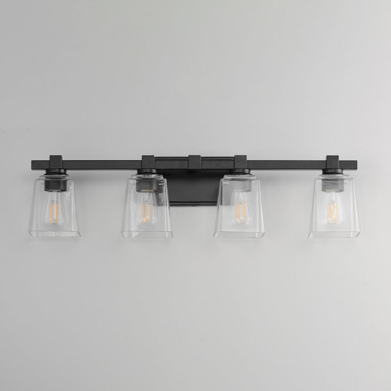 Maxim Lighting Cubos 4 Light Bath Vanity, Black/Clear