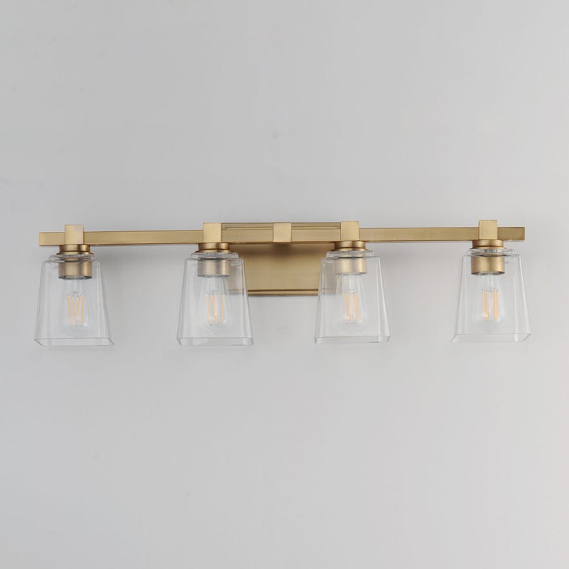 Maxim Lighting Cubos 4 Light Bath Vanity, Natural Aged Brass/Clear