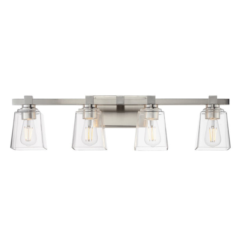 Maxim Lighting Cubos 4 Light Bath Vanity, Satin Nickel/Clear