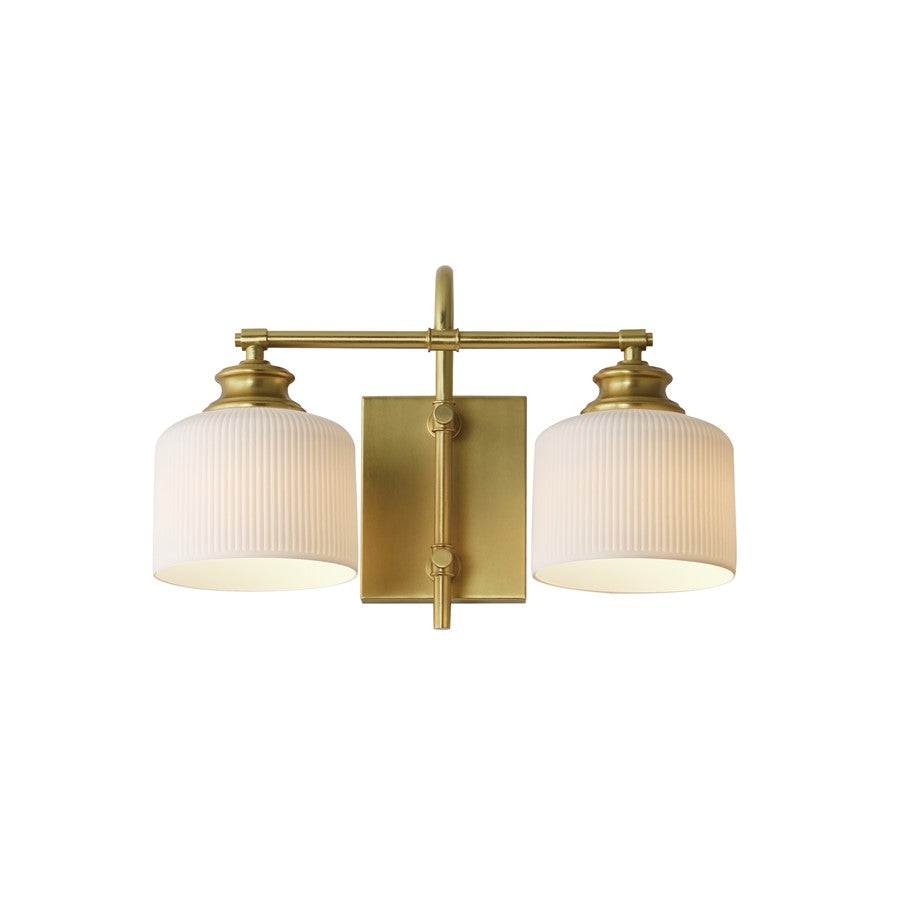 Maxim Lighting Bisque 2 Light Wall Sconce, Natural Aged Brass/White - 21492WTNAB