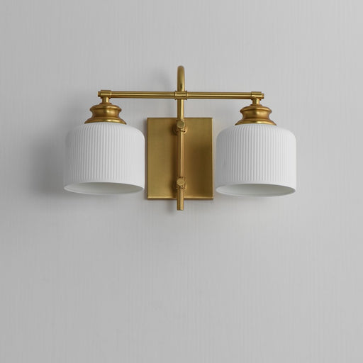 Maxim Lighting Bisque 2 Light Wall Sconce, Natural Aged Brass/White
