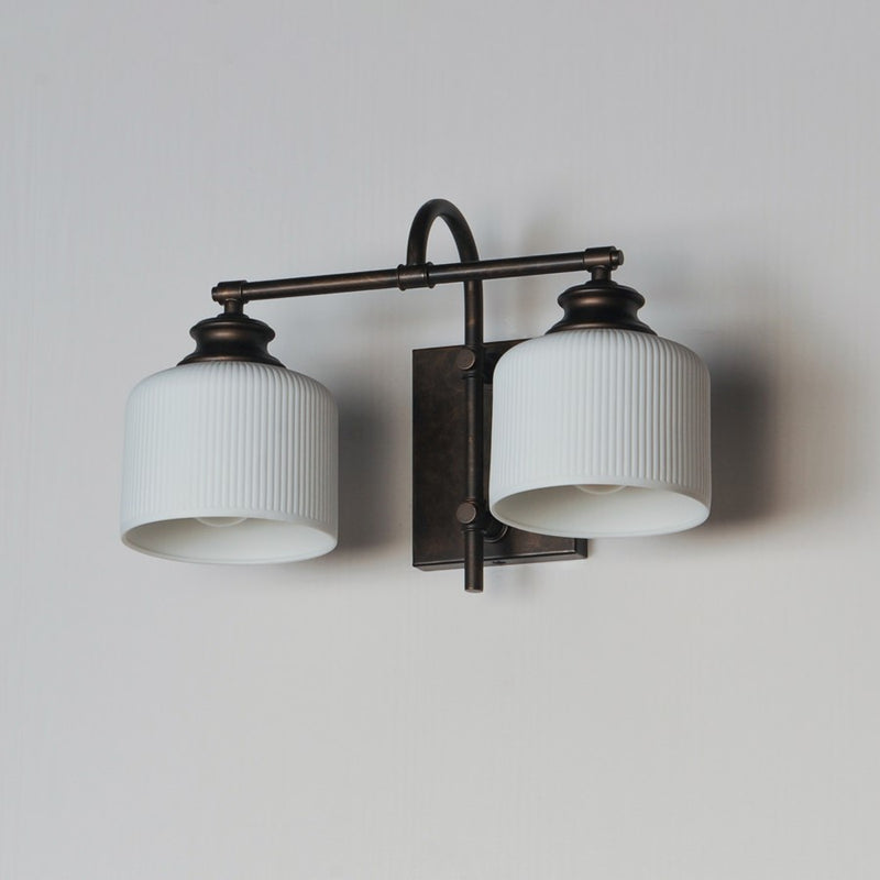 Maxim Lighting Bisque 2 Light Wall Sconce, Oil Rubbed Bronze/White