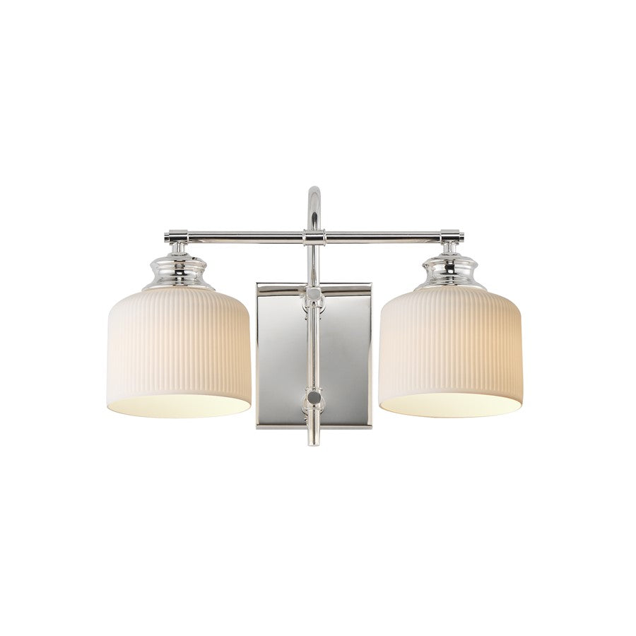 Maxim Lighting Bisque 2 Light Wall Sconce, Polished Nickel/White - 21492WTPN