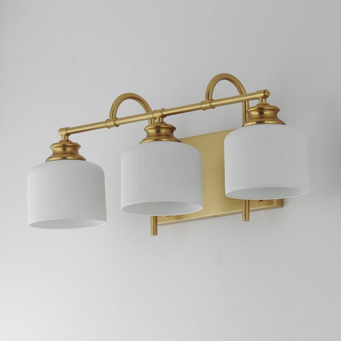 Maxim Lighting Bisque 3 Light Bath Vanity, Natural Aged Brass/White