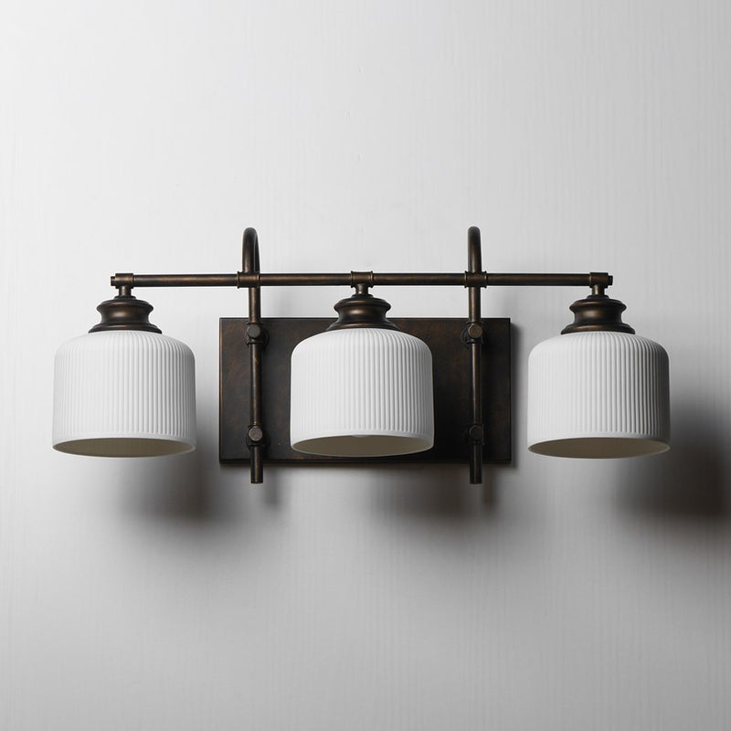 Maxim Lighting Bisque 3 Light Bath Vanity, Oil Rubbed Bronze/White