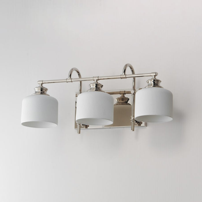 Maxim Lighting Bisque 3 Light Bath Vanity, Polished Nickel/White
