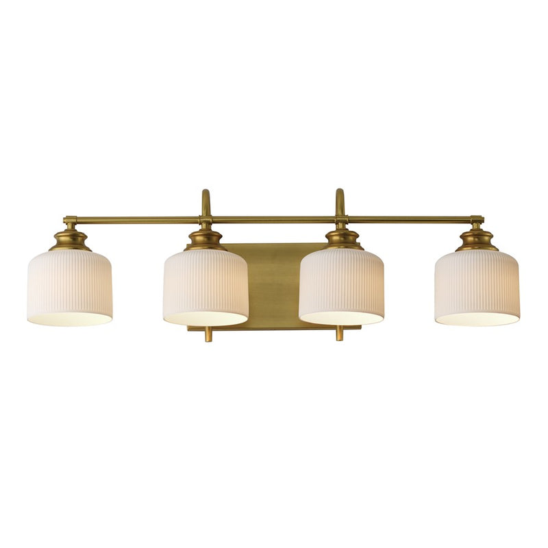 Maxim Lighting Bisque 4 Light Bath Vanity, Natural Aged Brass/White