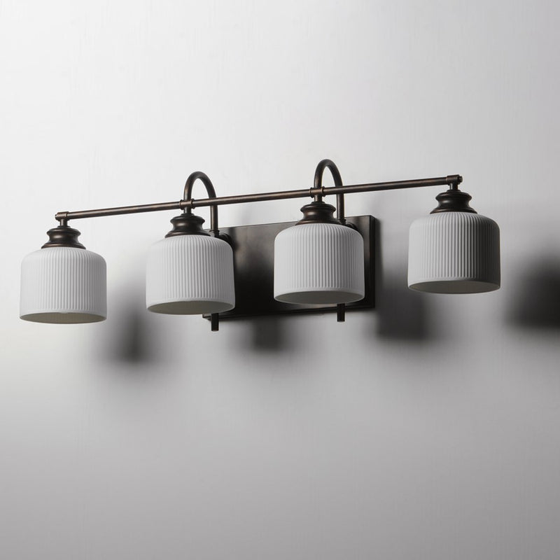 Maxim Lighting Bisque 4 Light Bath Vanity, Oil Rubbed Bronze/White