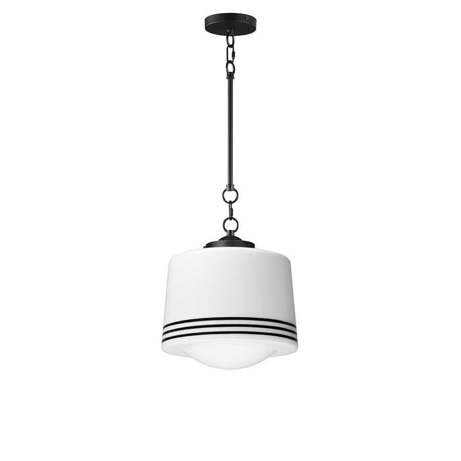Maxim Lighting Eureka 1 Light 16" Pendant, Black/White - 21532WTBK