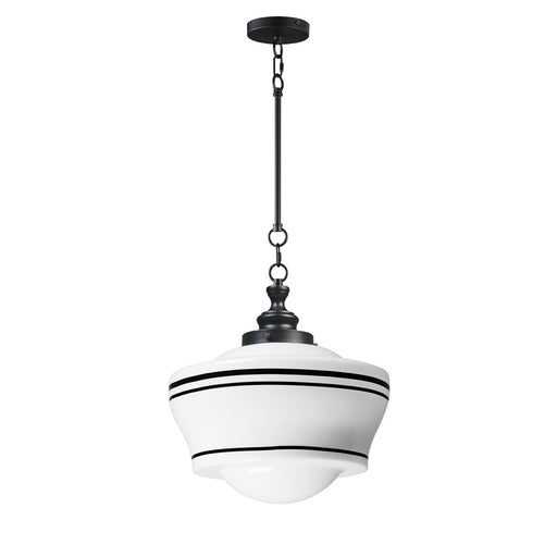 Maxim Lighting Eureka 1 Light 20" Pendant, Black/White - 21533WTBK