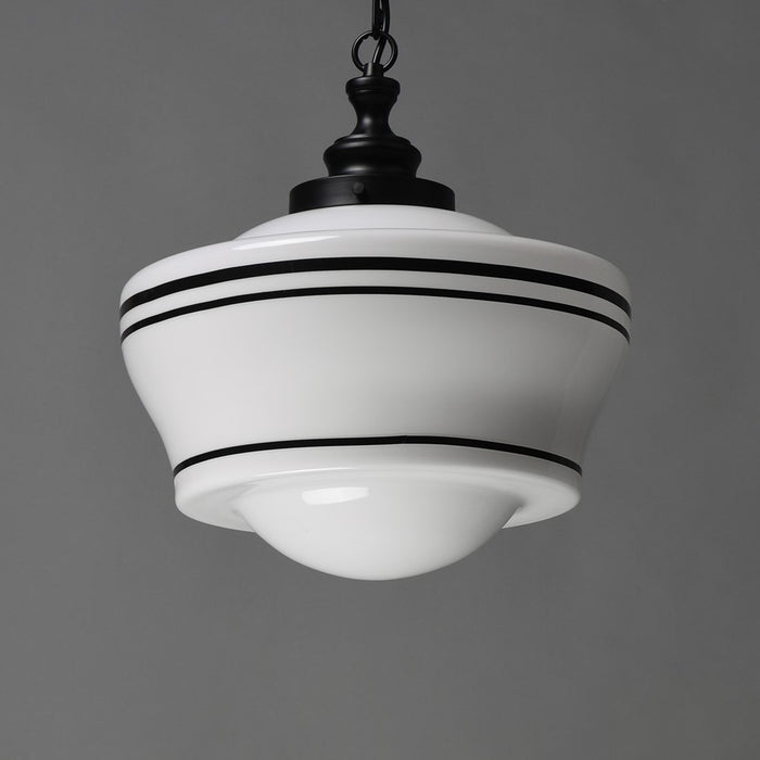 Maxim Lighting Eureka 1 Light 20" Pendant, Black/White