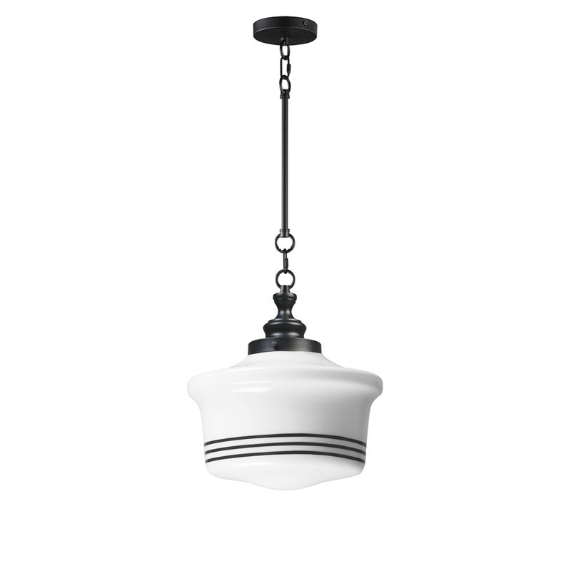Maxim Lighting Eureka 1 Light 14" Pendant, Black/White