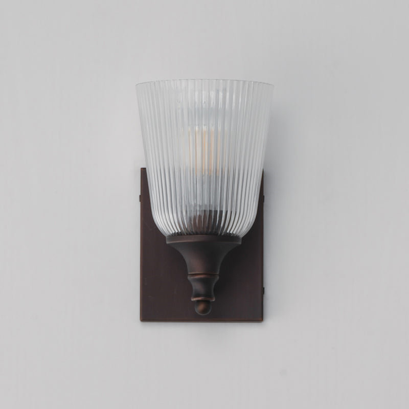 Maxim Lighting Julip 1-Light Bath Vanity | Traditional Dark Bronze and Clear Ribbed Glass | Bathroom & Powder Room | 5.25 x 8.5 in | Model 21541CRDBZ