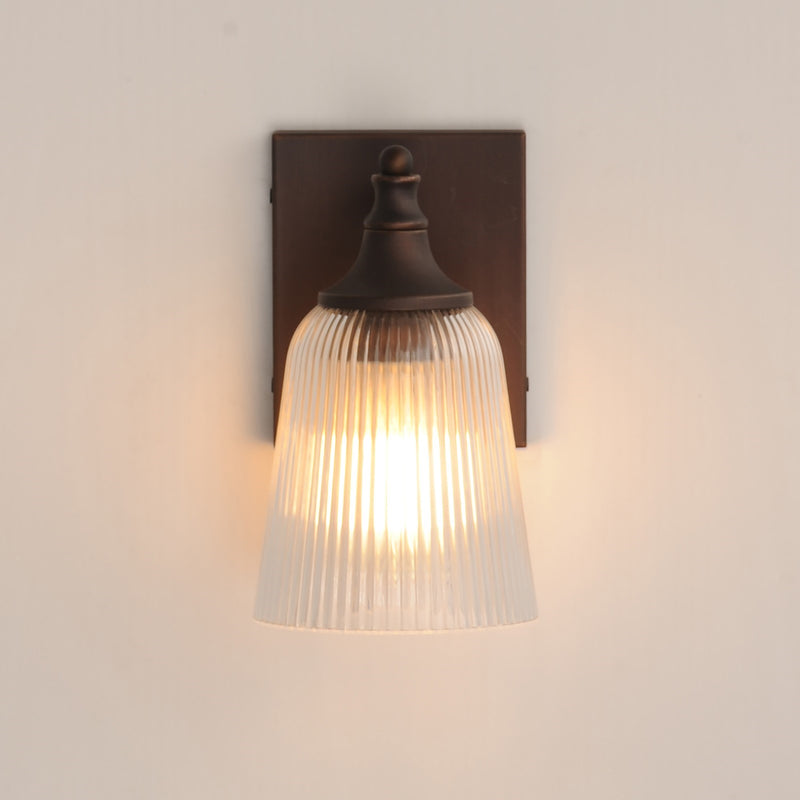 Maxim Lighting Julip 1-Light Bath Vanity | Traditional Dark Bronze and Clear Ribbed Glass | Bathroom & Powder Room | 5.25 x 8.5 in | Model 21541CRDBZ
