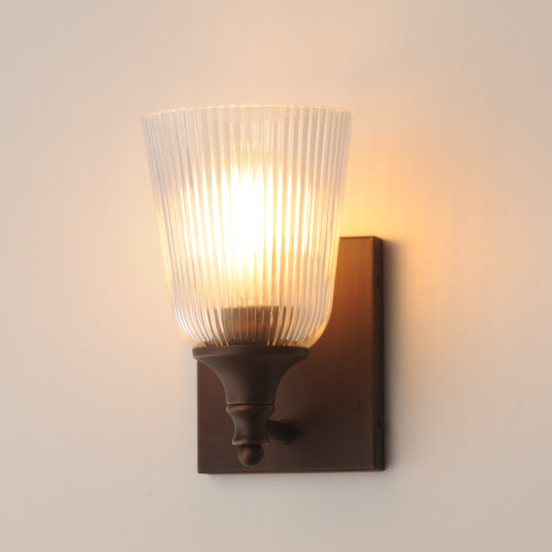 Maxim Lighting Julip 1-Light Bath Vanity | Traditional Dark Bronze and Clear Ribbed Glass | Bathroom & Powder Room | 5.25 x 8.5 in | Model 21541CRDBZ