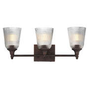 Maxim Lighting Julip 23in 3-Light Bath Vanity | Traditional Dark Bronze and Clear Ribbed Glass | Bathroom & Powder Room | Model 21543CRDBZ