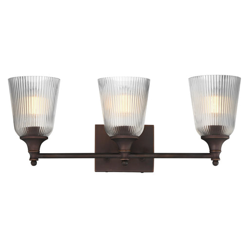 Maxim Lighting Julip 23in 3-Light Bath Vanity | Traditional Dark Bronze and Clear Ribbed Glass | Bathroom & Powder Room | Model 21543CRDBZ