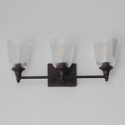 Maxim Lighting Julip 23in 3-Light Bath Vanity | Traditional Dark Bronze and Clear Ribbed Glass | Bathroom & Powder Room | Model 21543CRDBZ