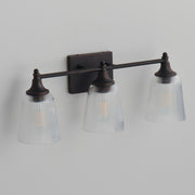 Maxim Lighting Julip 23in 3-Light Bath Vanity | Traditional Dark Bronze and Clear Ribbed Glass | Bathroom & Powder Room | Model 21543CRDBZ